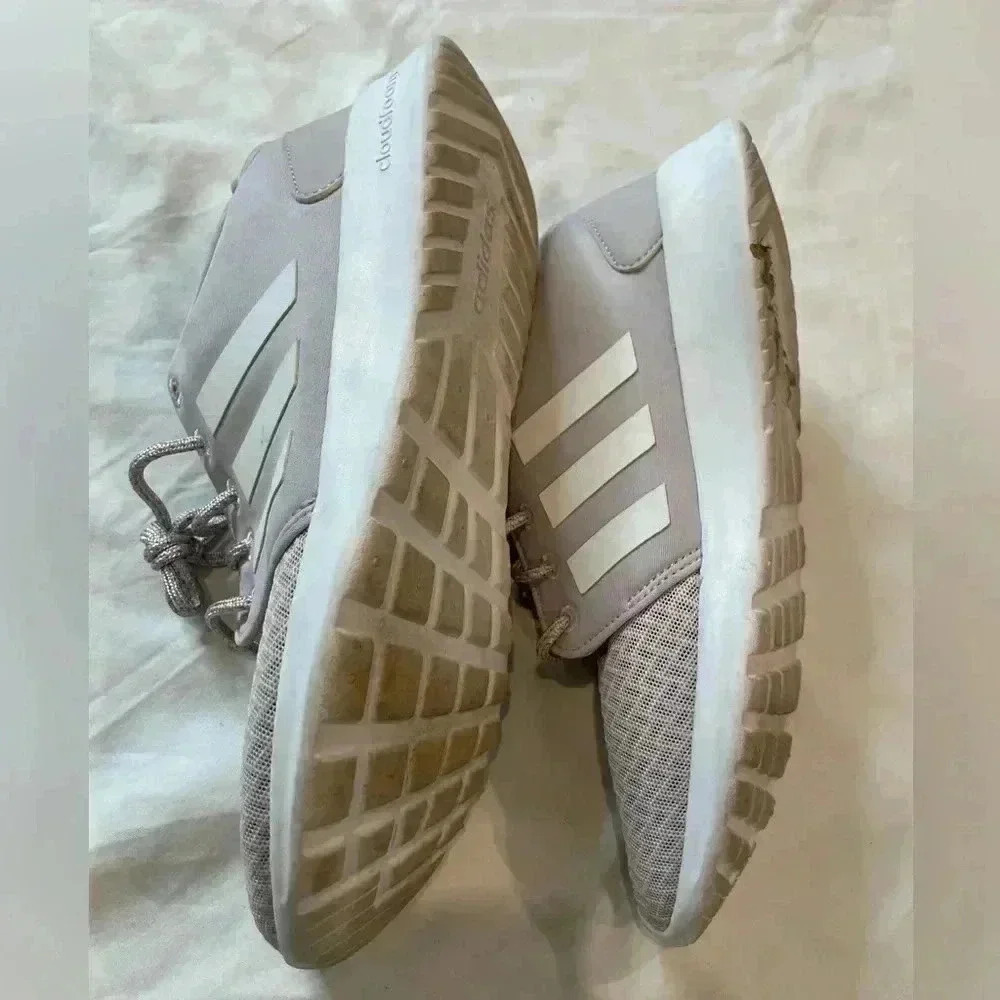 Adidas Women’s Cloudfoam QT Racer Running Shoe Size 8.5 Low Top Purple White - Picture 10 of 13